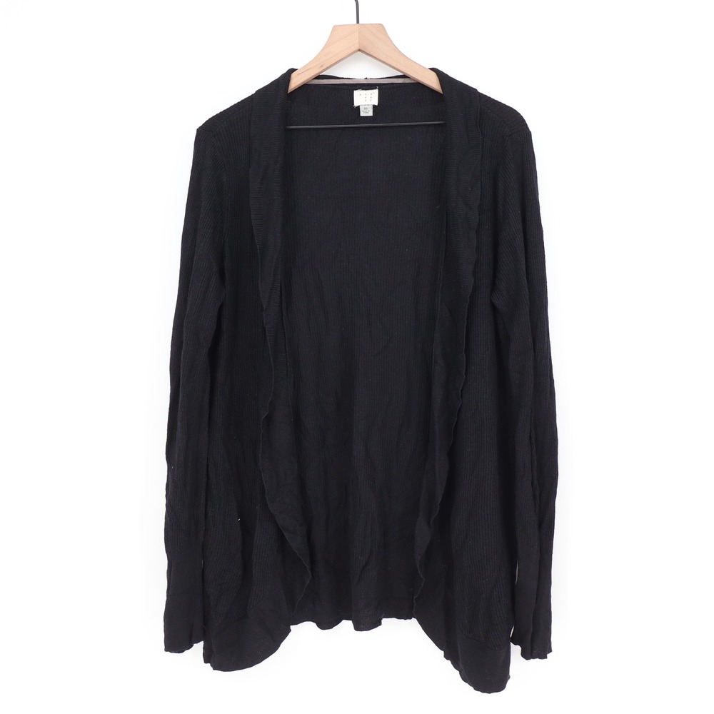 A New Day Cardigan Womens XL Open Front Black Ribbed Knit Excellent